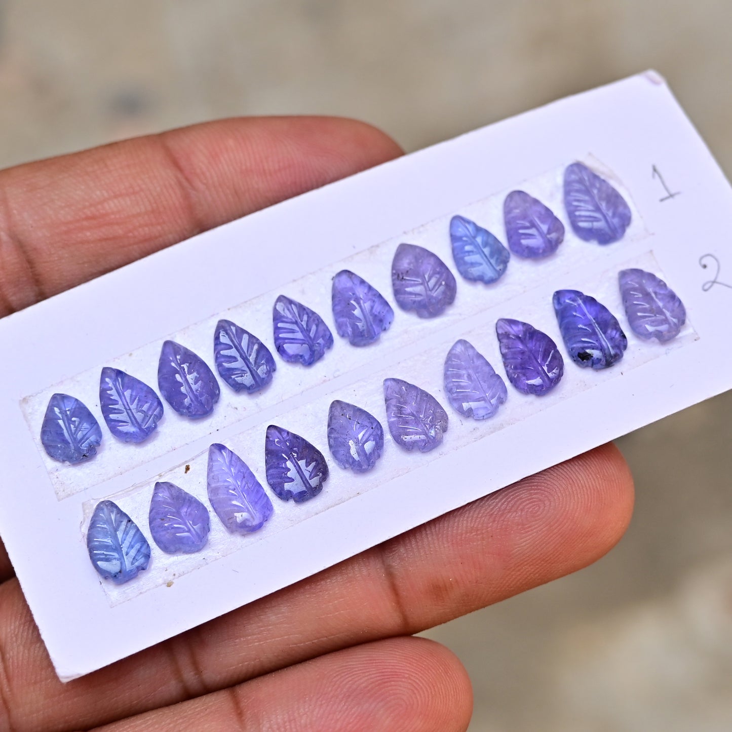 Tanzanite Leaf Carving 6x10mm Leaf Shape AA Grade Gemstone Strip - Total 10 Pcs in one strip