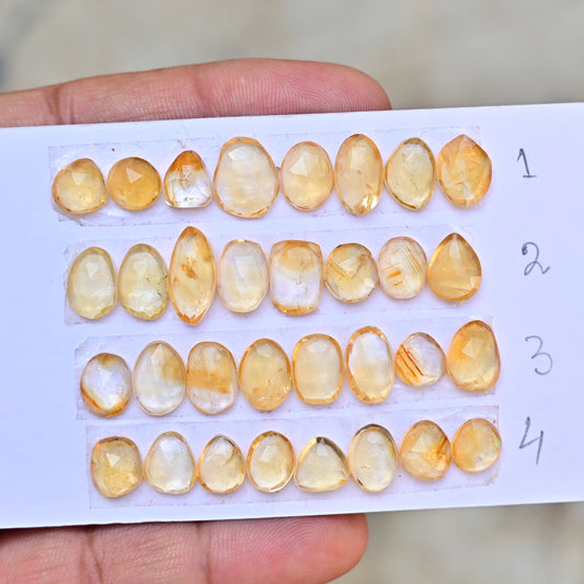 Citrine Rose Cut Cabochon 7mm - 14mm Mix Shape AA Grade Gemstone Strip-Total 8 Pcs In One