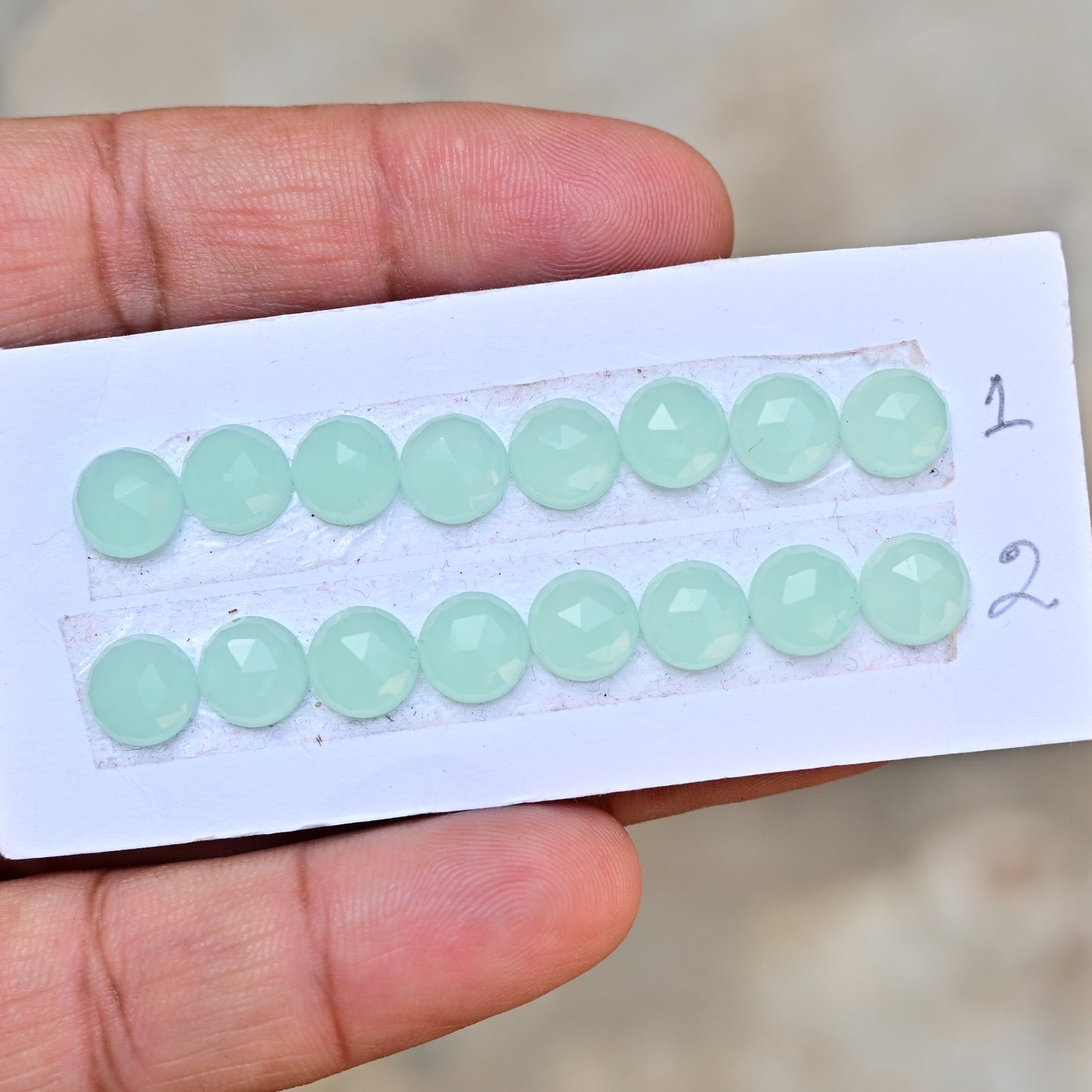 Peru Chalcedony Rose Cut Round Shape 8mm AA Grade Gemstone Strip Set - Total 8 Pcs in one