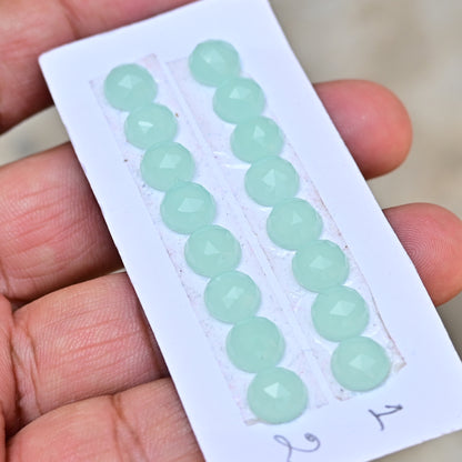 Peru Chalcedony Rose Cut Round Shape 8mm AA Grade Gemstone Strip Set - Total 8 Pcs in one