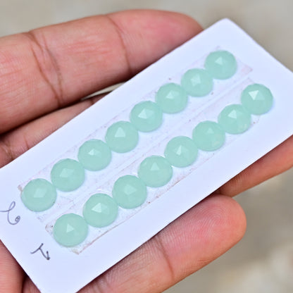 Peru Chalcedony Rose Cut Round Shape 8mm AA Grade Gemstone Strip Set - Total 8 Pcs in one