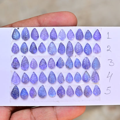 Tanzanite Leaf Carving 6x10mm - 5x11mm Leaf Shape AA Grade Gemstone Strip - Total 10 Pcs in one strip