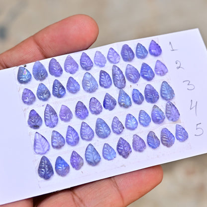 Tanzanite Leaf Carving 6x10mm - 5x11mm Leaf Shape AA Grade Gemstone Strip - Total 10 Pcs in one strip