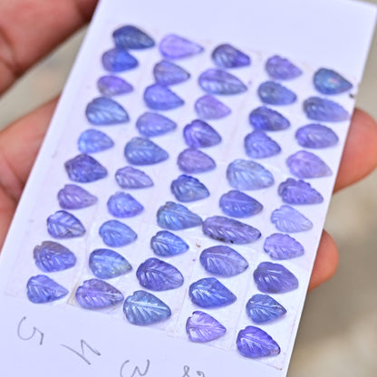 Tanzanite Leaf Carving 6x10mm - 5x11mm Leaf Shape AA Grade Gemstone Strip - Total 10 Pcs in one strip