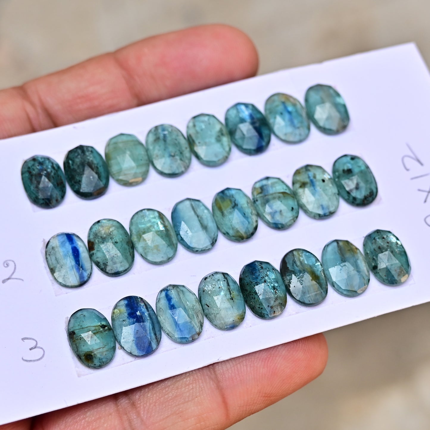 Emerald Green Kyanite Rose Cut Cabochon Oval Shape 8x12mm AA Grade Gemstone Strip - Total 8 Pcs in Strip