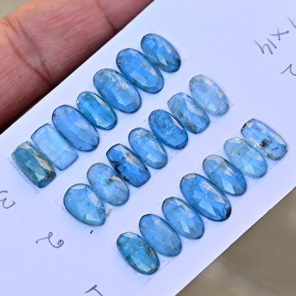 41,60 ct. Neon-Kyanit, 8 x 12 mm, Rosenschliff, Dreiecksform, AA-Qualität, Edelsteinpaket – insgesamt 16 Stück