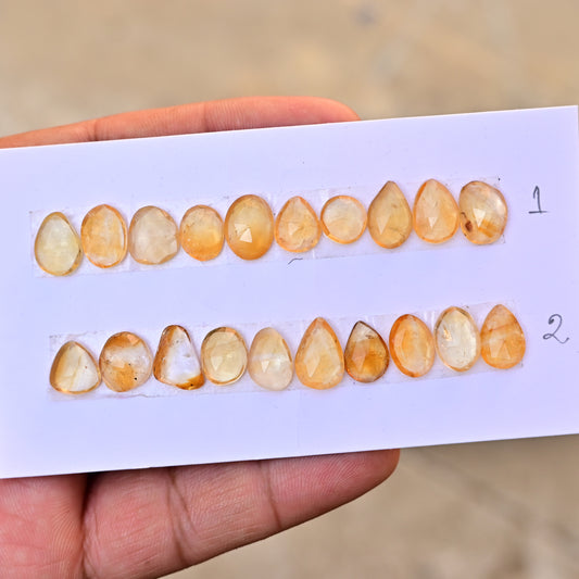 Citrine Rose Cut Cabochon 9x11mm - 9x13mm Mix Shape AA Grade Gemstone Strip-Total 10 Pcs In One