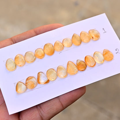 Citrine Rose Cut Cabochon 9x11mm - 9x13mm Mix Shape AA Grade Gemstone Strip-Total 10 Pcs In One