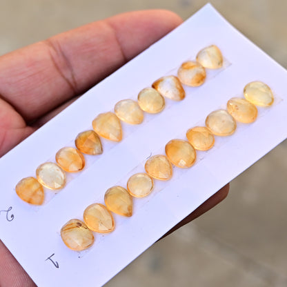 Citrine Rose Cut Cabochon 9x11mm - 9x13mm Mix Shape AA Grade Gemstone Strip-Total 10 Pcs In One