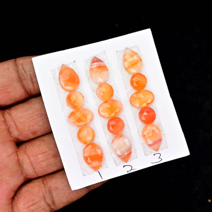 Natural Botswana Agate Rose Cut Cabochon Mix Shape AA Grade Strip Set -Total 5 Pcs in one strip