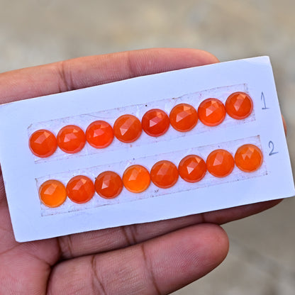 Carnelian Rosecut Calibrated Round Shape 8mm AA Grade Gemstone Strip - Total 8 Pcs in one strip