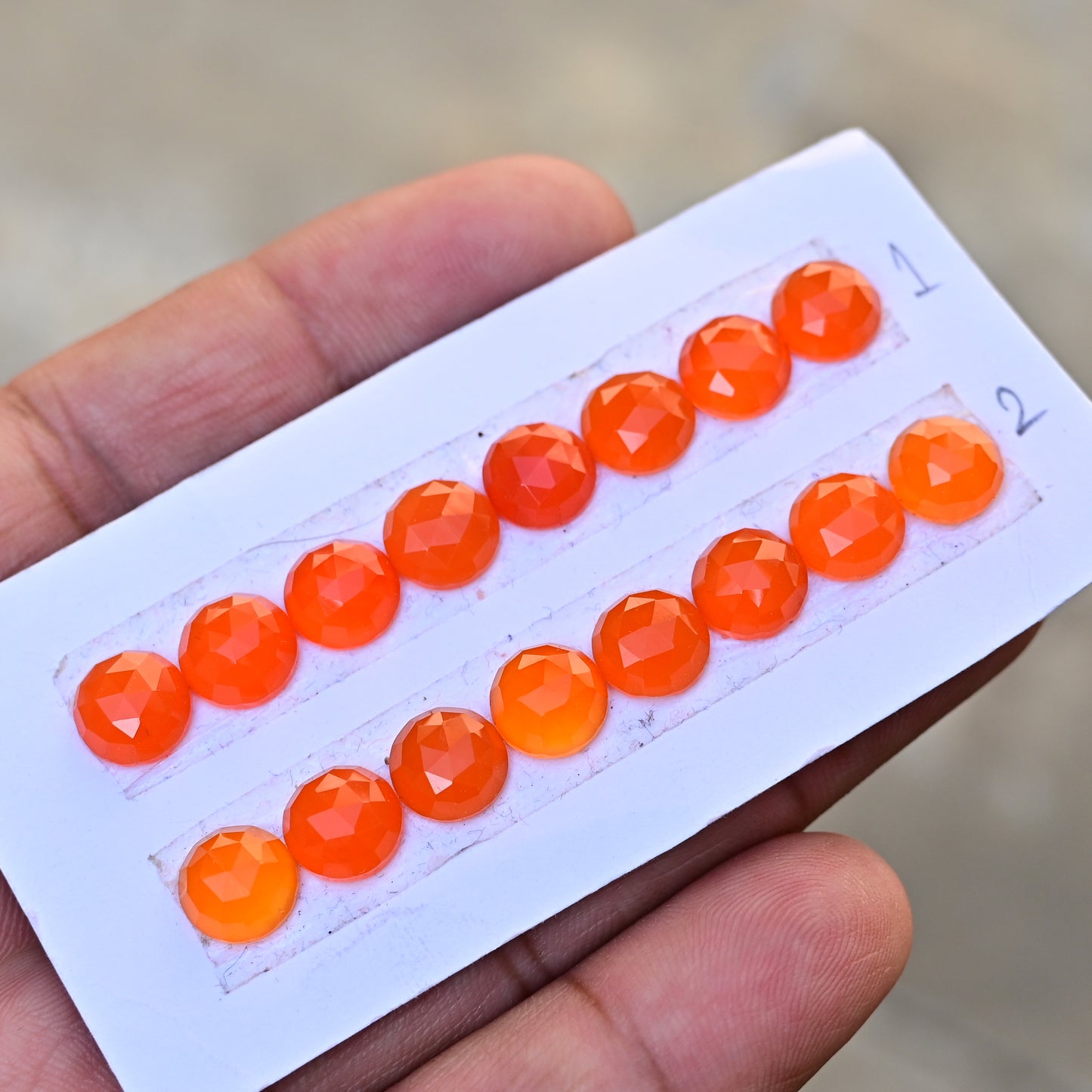 Carnelian Rosecut Calibrated Round Shape 8mm AA Grade Gemstone Strip - Total 8 Pcs in one strip