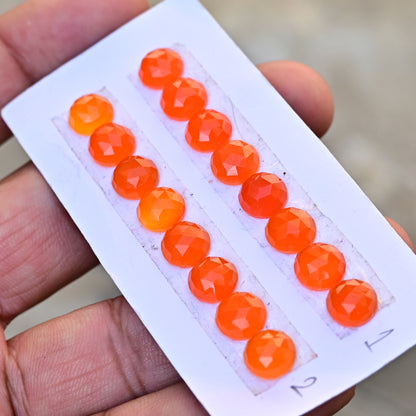 Carnelian Rosecut Calibrated Round Shape 8mm AA Grade Gemstone Strip - Total 8 Pcs in one strip