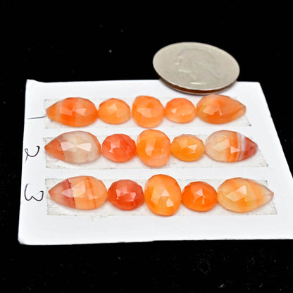 Natural Botswana Agate Rose Cut Cabochon Mix Shape AA Grade Strip Set -Total 5 Pcs in one strip