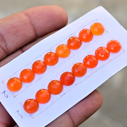 Carnelian Rosecut Calibrated Round Shape 8mm AA Grade Gemstone Strip - Total 8 Pcs in one strip