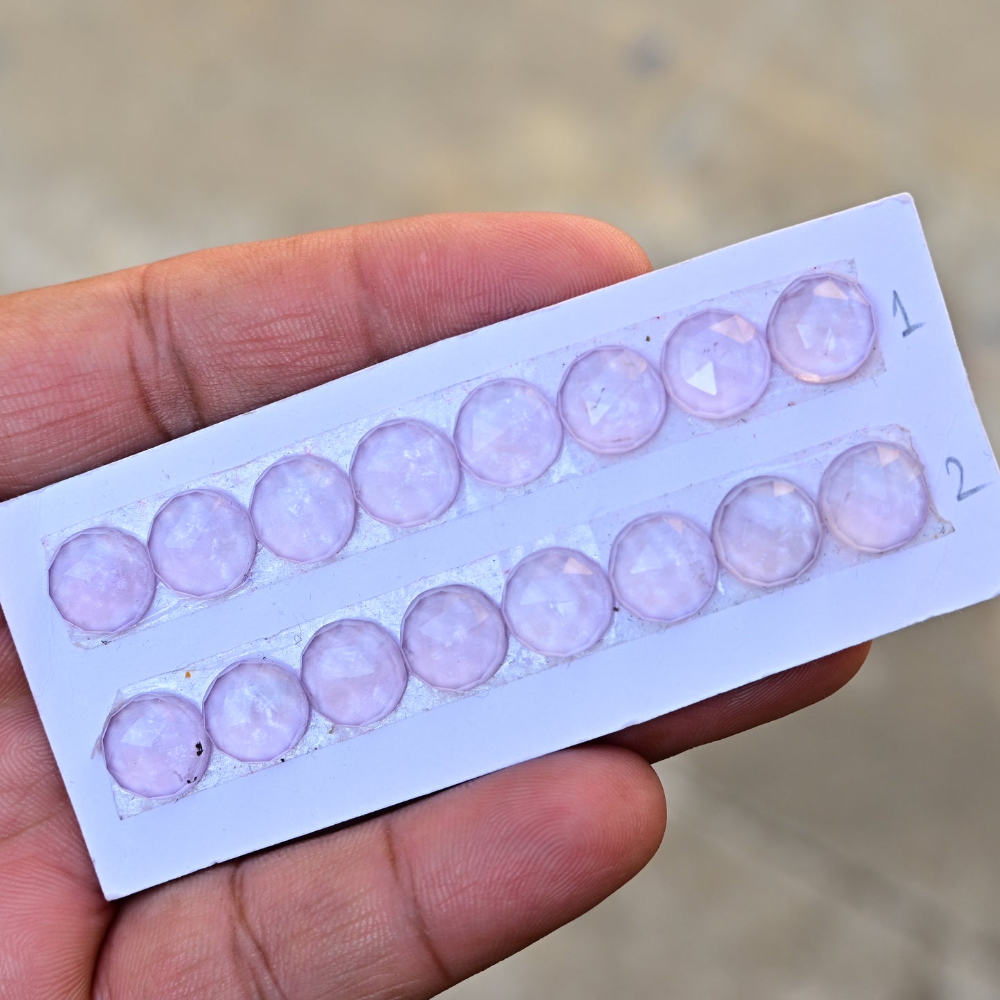 Pink Amethyst/Lavender Chalcedony Strip 10mm Rose Cut Round Shape AA Grade Gemstone Strip - Total 8 Pcs in one