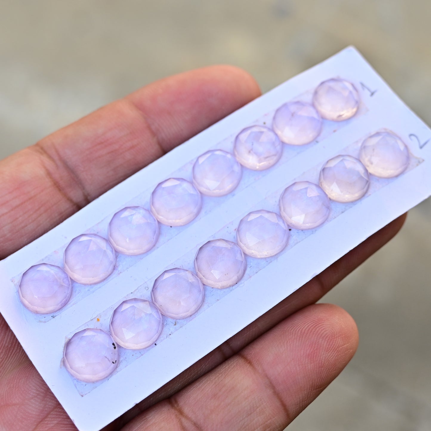 Pink Amethyst/Lavender Chalcedony Strip 10mm Rose Cut Round Shape AA Grade Gemstone Strip - Total 8 Pcs in one