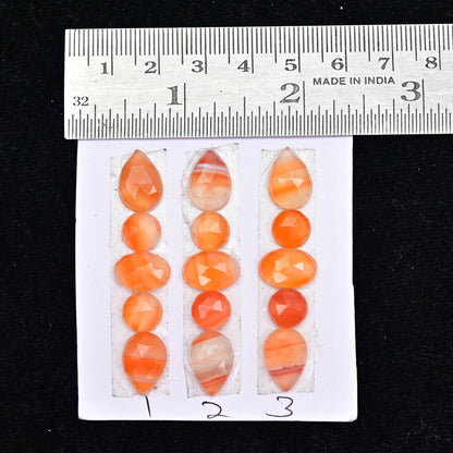 Natural Botswana Agate Rose Cut Cabochon Mix Shape AA Grade Strip Set -Total 5 Pcs in one strip