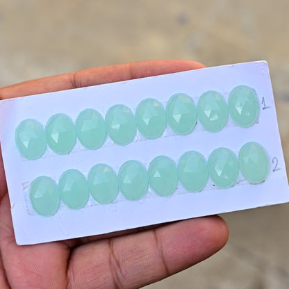 Peru Chalcedony Rose Cut Oval Shape 10x14mm AA Grade Gemstone Strip Set - Total 8 Pcs in one