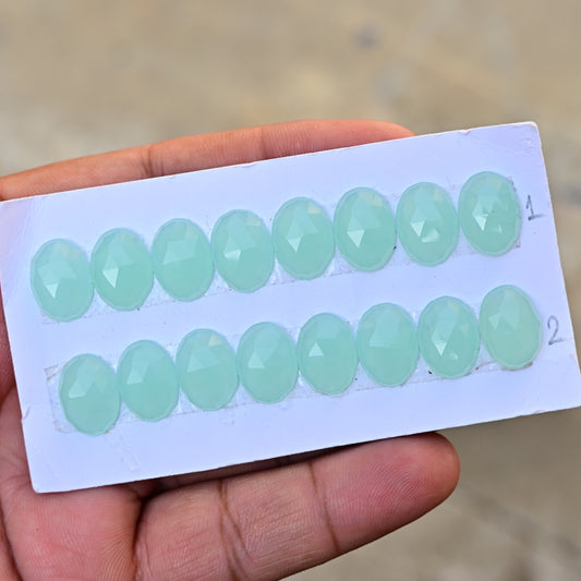 Peru Chalcedony Rose Cut Oval Shape 10x14mm AA Grade Gemstone Strip Set - Total 8 Pcs in one