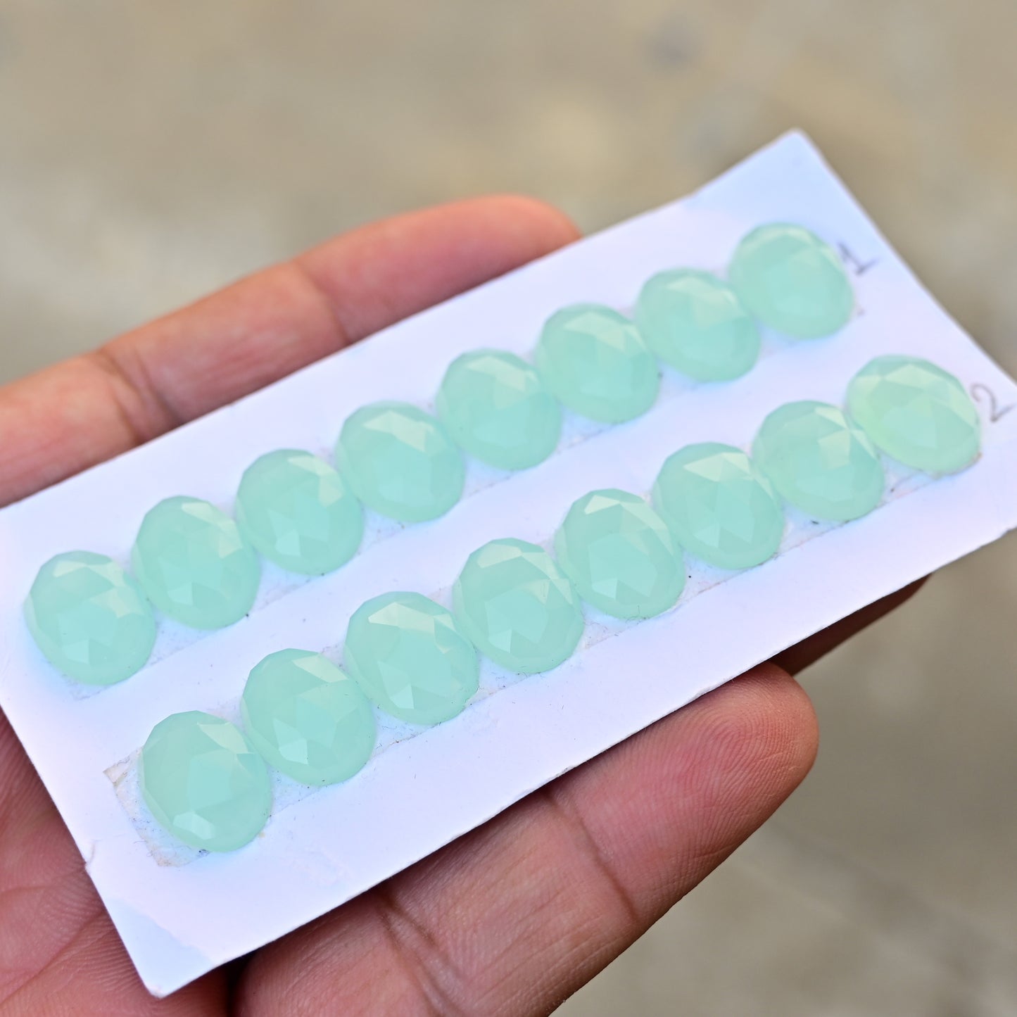 Peru Chalcedony Rose Cut Oval Shape 10x14mm AA Grade Gemstone Strip Set - Total 8 Pcs in one