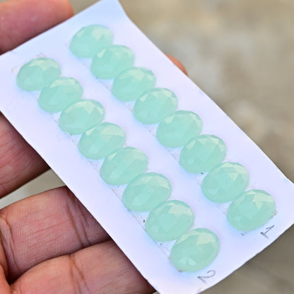 Peru Chalcedony Rose Cut Oval Shape 10x14mm AA Grade Gemstone Strip Set - Total 8 Pcs in one