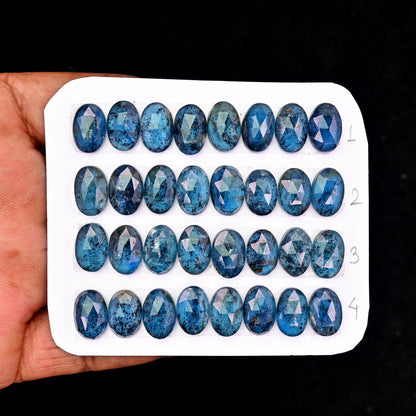 10,70 ct. Blaugrüner Moos-Kyanit im Rosenschliff, Trillian-Form, 6 mm – 7 mm, Edelsteinpaket der Güteklasse AA, insgesamt 10 Stück