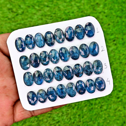 10,70 ct. Blaugrüner Moos-Kyanit im Rosenschliff, Trillian-Form, 6 mm – 7 mm, Edelsteinpaket der Güteklasse AA, insgesamt 10 Stück