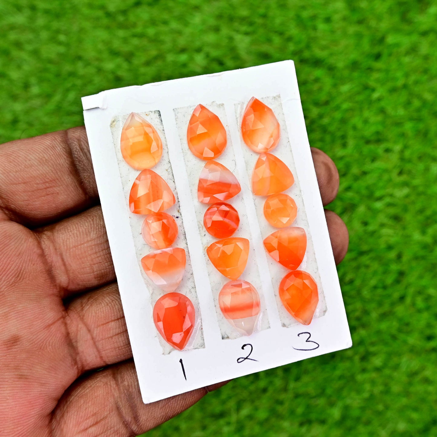 Natural Botswana Agate Rose Cut Cabochon Mix Shape AA Grade Strip Set -Total 5 Pcs in one strip