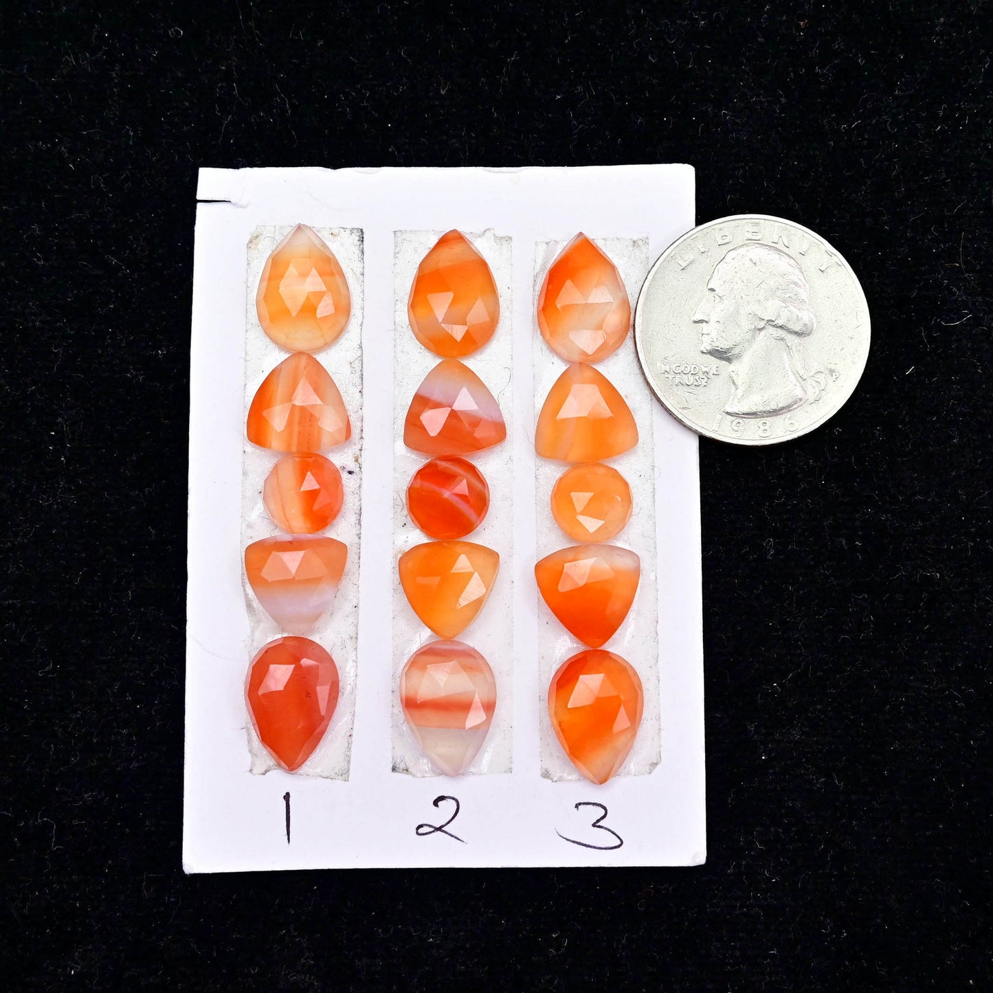 Natural Botswana Agate Rose Cut Cabochon Mix Shape AA Grade Strip Set -Total 5 Pcs in one strip