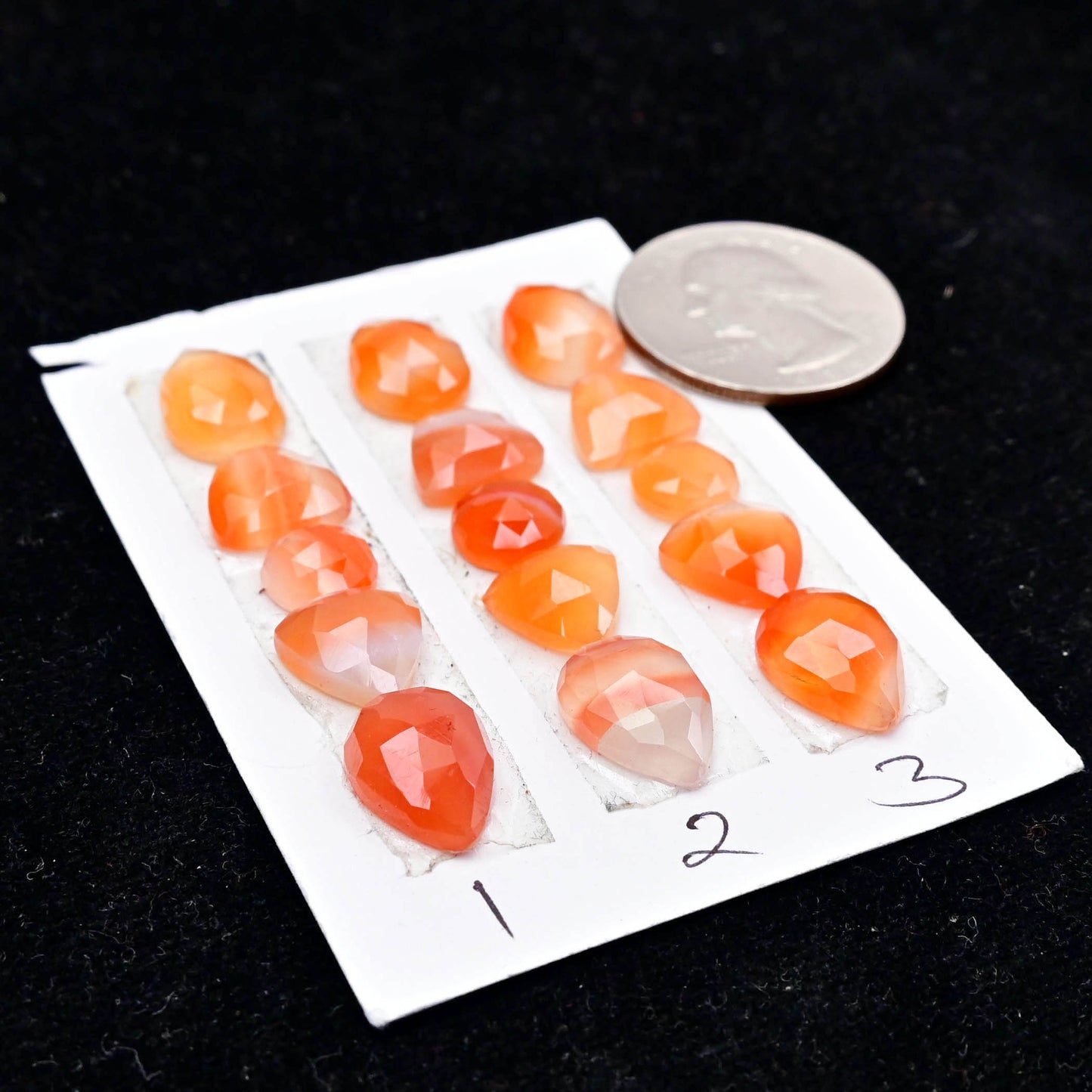 Natural Botswana Agate Rose Cut Cabochon Mix Shape AA Grade Strip Set -Total 5 Pcs in one strip