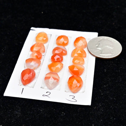 Natural Botswana Agate Rose Cut Cabochon Mix Shape AA Grade Strip Set -Total 5 Pcs in one strip