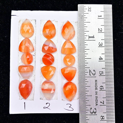 Natural Botswana Agate Rose Cut Cabochon Mix Shape AA Grade Strip Set -Total 5 Pcs in one strip