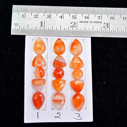 Natural Botswana Agate Rose Cut Cabochon Mix Shape AA Grade Strip Set -Total 5 Pcs in one strip