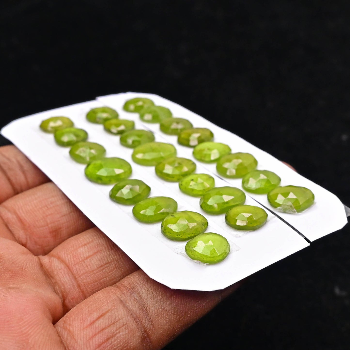 Vesuvianite Rose Cut Cabochon Oval Shape AA Grade Strip Set -Total 8 Pcs in one strip