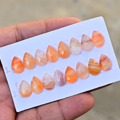 Botswana Agate Rose Cut Tear Drop Shape 9x13mm AA Grade Gemstone Strip -Total 8 Pcs in one