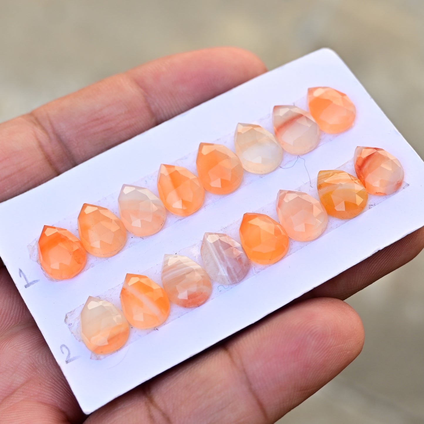 Botswana Agate Rose Cut Tear Drop Shape 9x13mm AA Grade Gemstone Strip -Total 8 Pcs in one