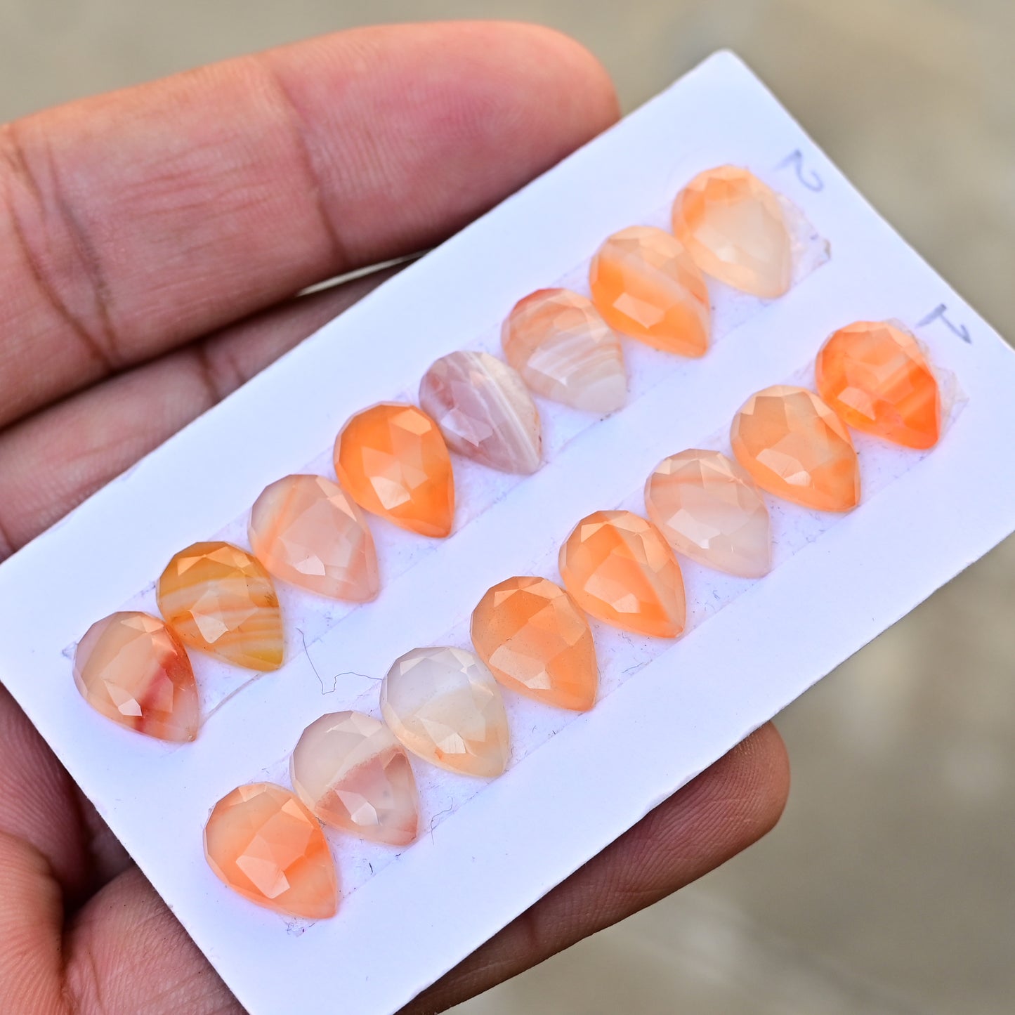 Botswana Agate Rose Cut Tear Drop Shape 9x13mm AA Grade Gemstone Strip -Total 8 Pcs in one