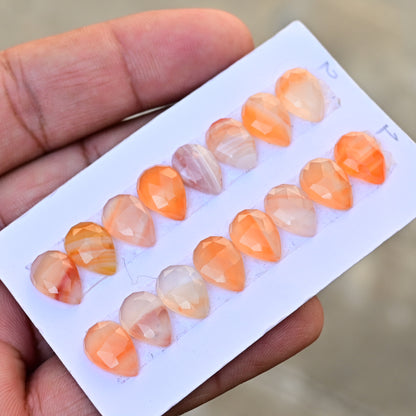 Botswana Agate Rose Cut Tear Drop Shape 9x13mm AA Grade Gemstone Strip -Total 8 Pcs in one