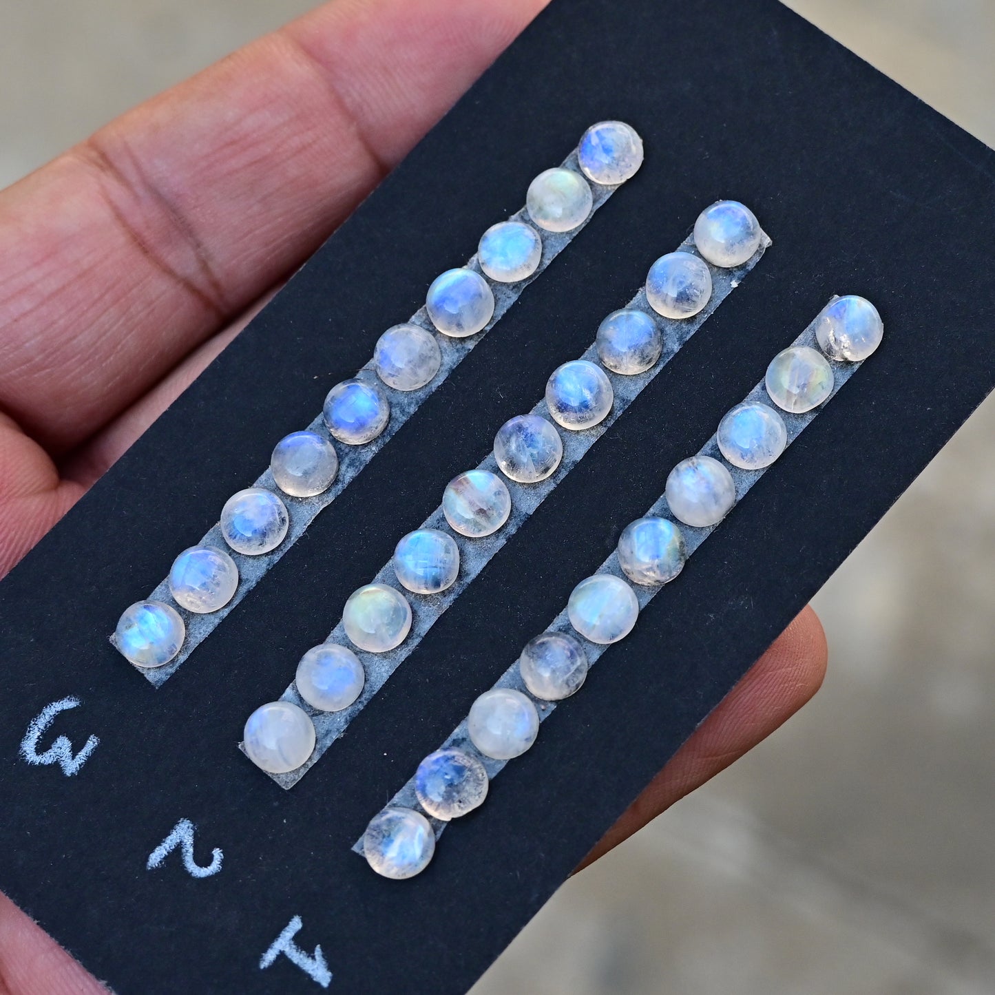 Rainbow Moonstone Smooth Cabochon 6x6mm Round Shape AA Grade Gemstone Strip -Total 10 Pcs in One Strip