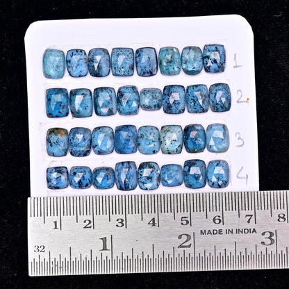 10,70 ct. Blaugrüner Moos-Kyanit im Rosenschliff, Trillian-Form, 6 mm – 7 mm, Edelsteinpaket der Güteklasse AA, insgesamt 10 Stück