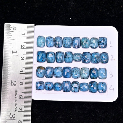 Teal Moss Kyanite Rose Cut Cabochon Oval Shape AA Grade Strip Set -Total 8 Pcs in one strip