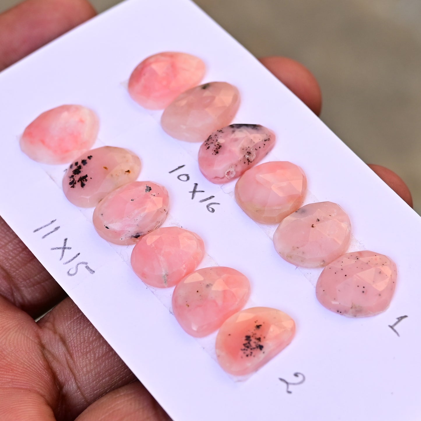 Peruvian Pink Opal Rose Cut  10x16mm - 11x15mm Freeform Shape AA Grade Gemstone Strip - Total 6 Pcs in one strip