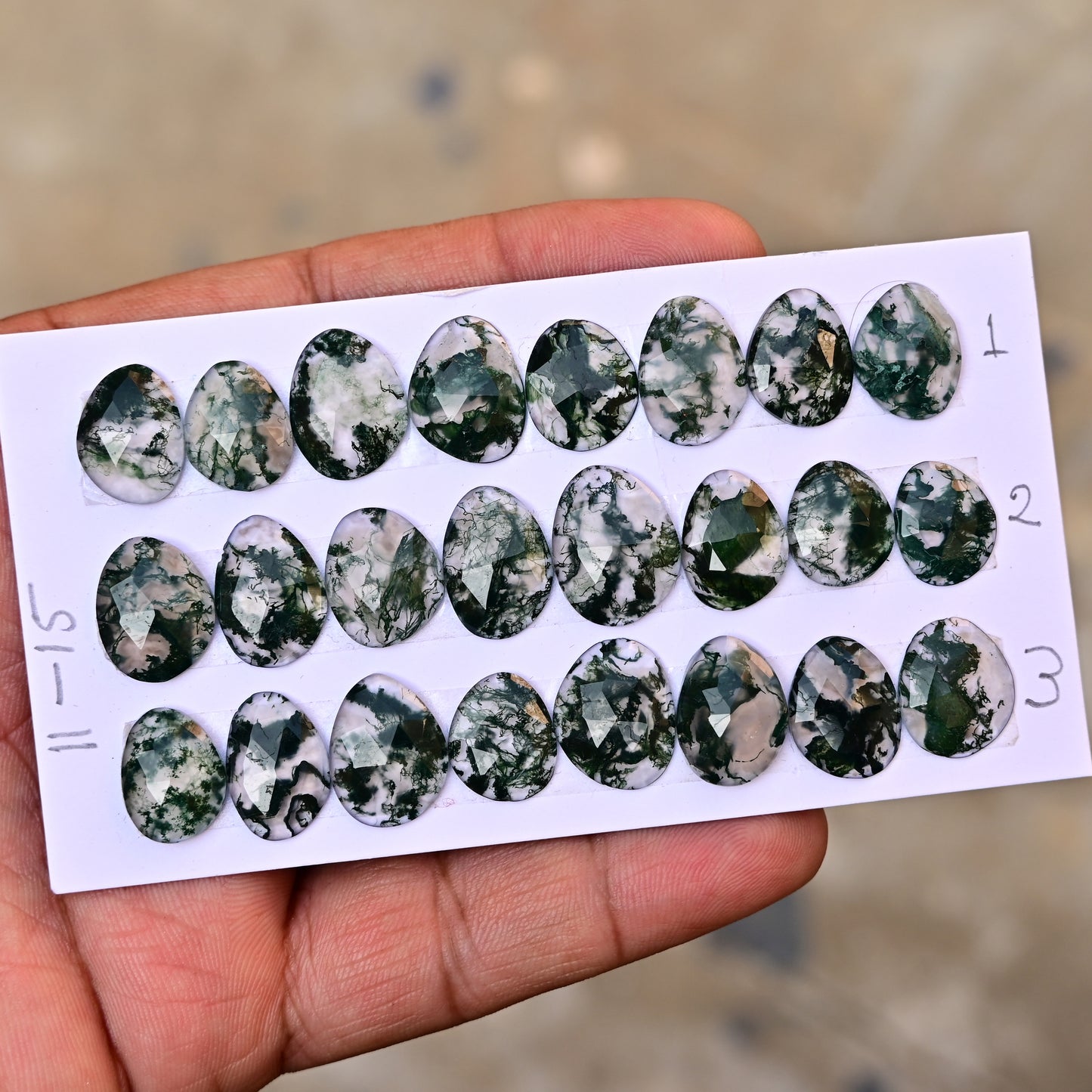 Moss Agate Rosecut  11-15mm Freeform Shape AA Grade Gemstone Strip-Total 8 pcs in One