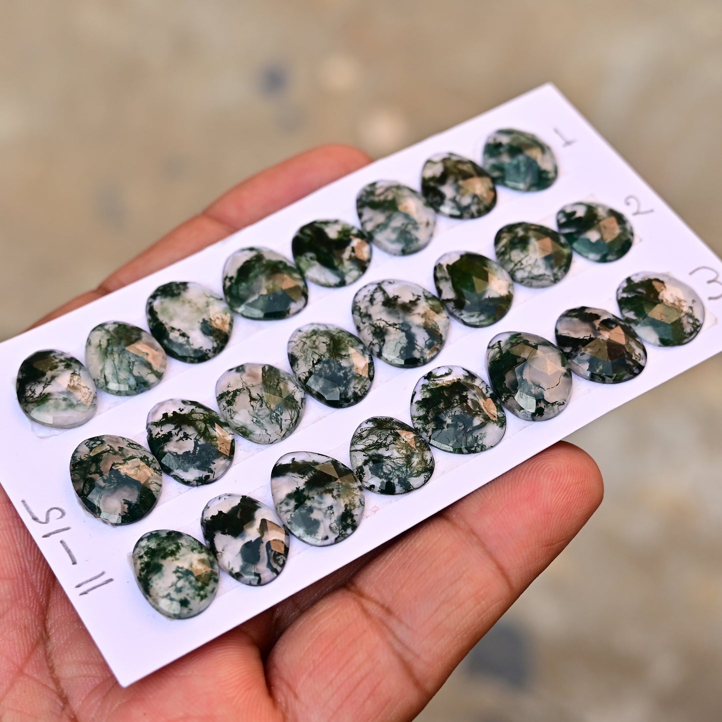 Moss Agate Rosecut  11-15mm Freeform Shape AA Grade Gemstone Strip-Total 8 pcs in One