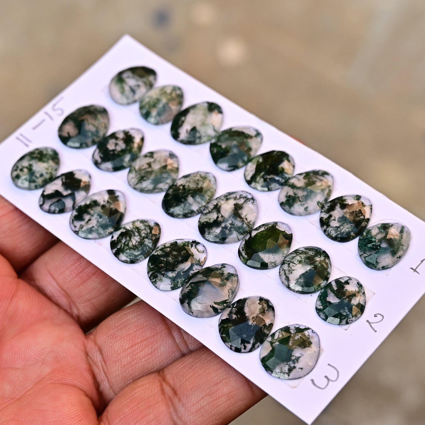 Moss Agate Rosecut  11-15mm Freeform Shape AA Grade Gemstone Strip-Total 8 pcs in One