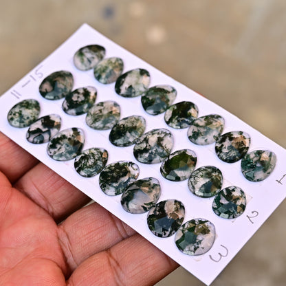 Moss Agate Rosecut  11-15mm Freeform Shape AA Grade Gemstone Strip-Total 8 pcs in One