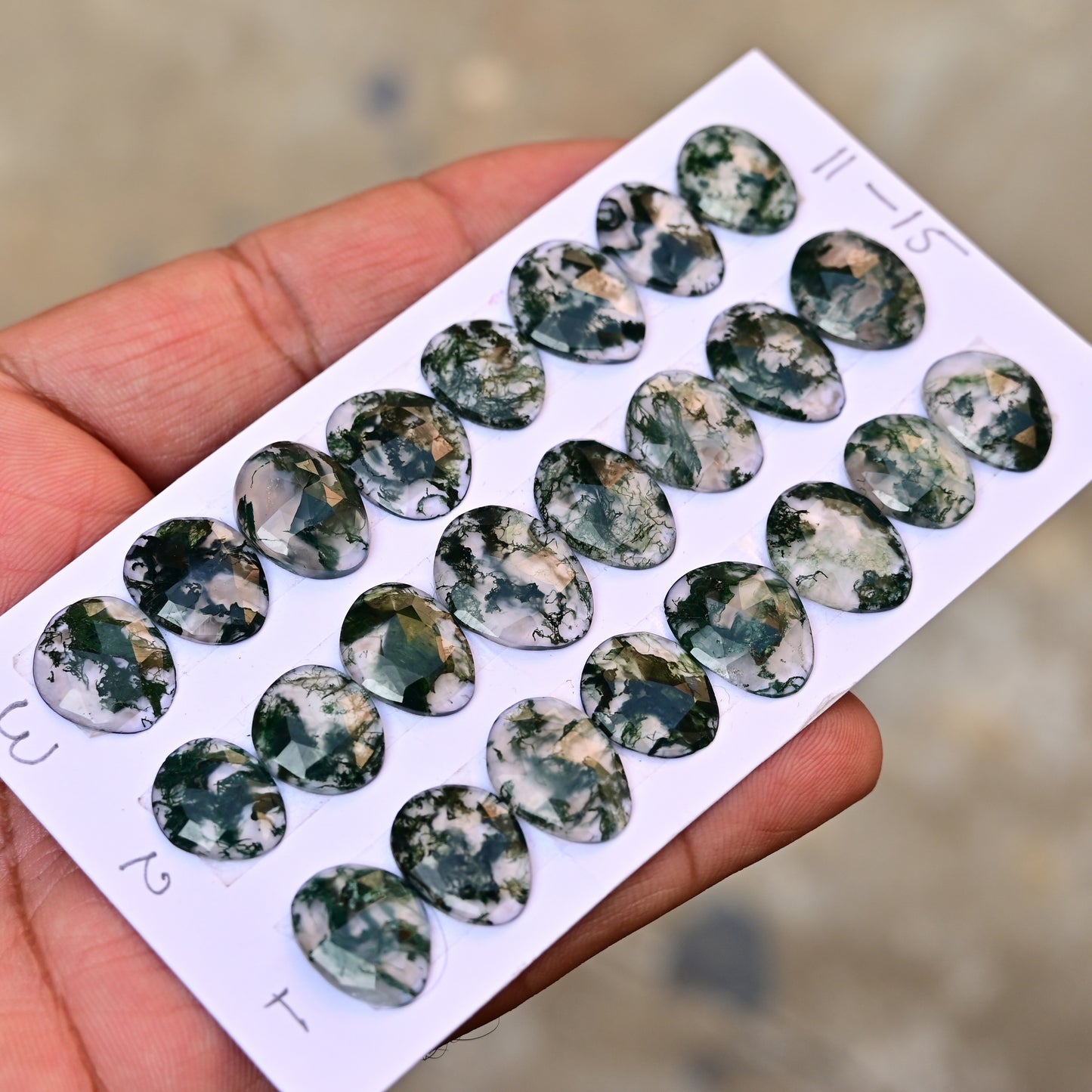 Moss Agate Rosecut  11-15mm Freeform Shape AA Grade Gemstone Strip-Total 8 pcs in One