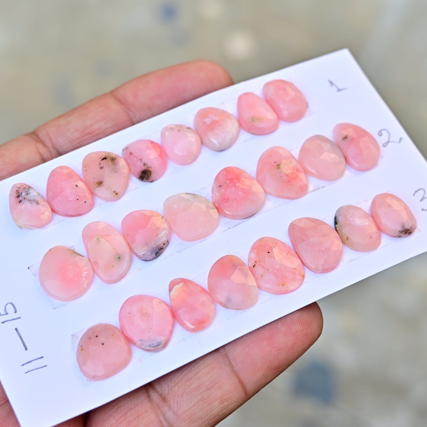 Peruvian Pink Opal Rose Cut  11mm - 15mm Freeform Shape AA Grade Gemstone Strip - Total 8 Pcs in one strip