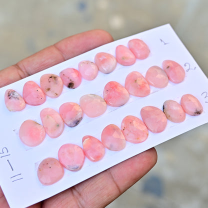 Peruvian Pink Opal Rose Cut  11mm - 15mm Freeform Shape AA Grade Gemstone Strip - Total 8 Pcs in one strip